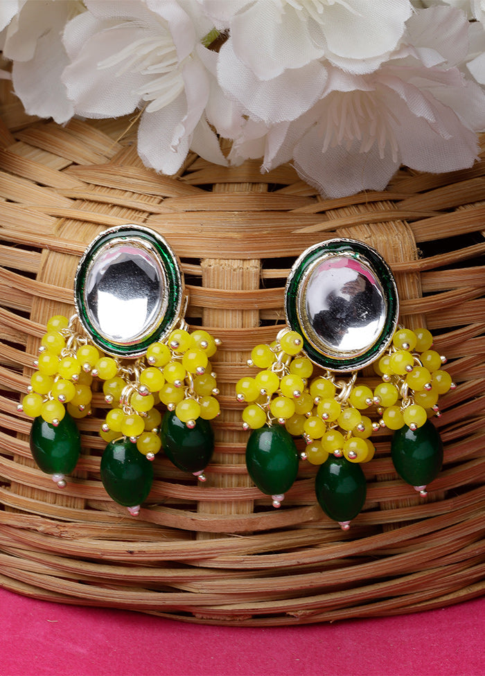 Green Alloy Glossy Earrings