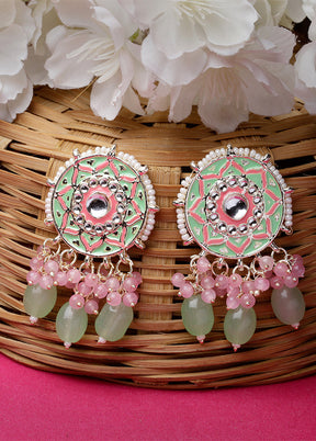 Green Alloy Glossy Earrings