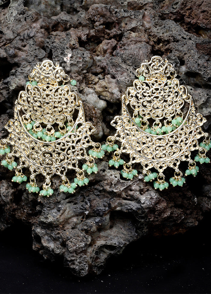 Green Alloy Glossy Earrings