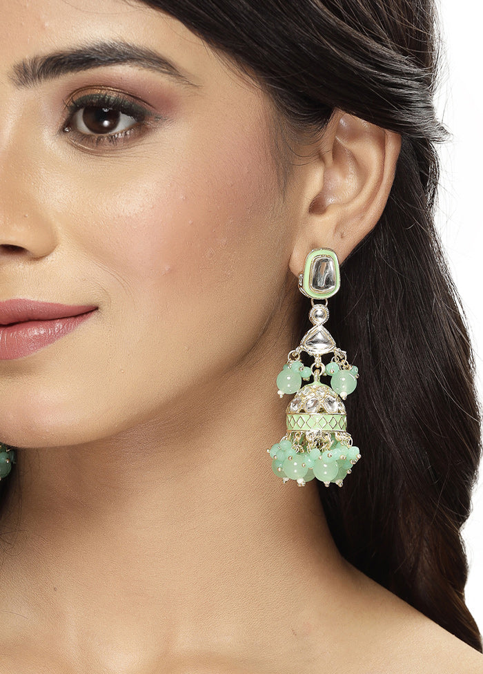 Green Alloy Glossy Earrings