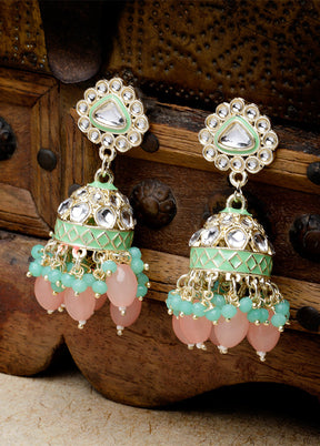 Green Alloy Glossy Earrings