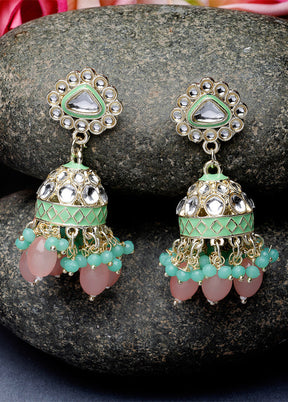 Green Alloy Glossy Earrings