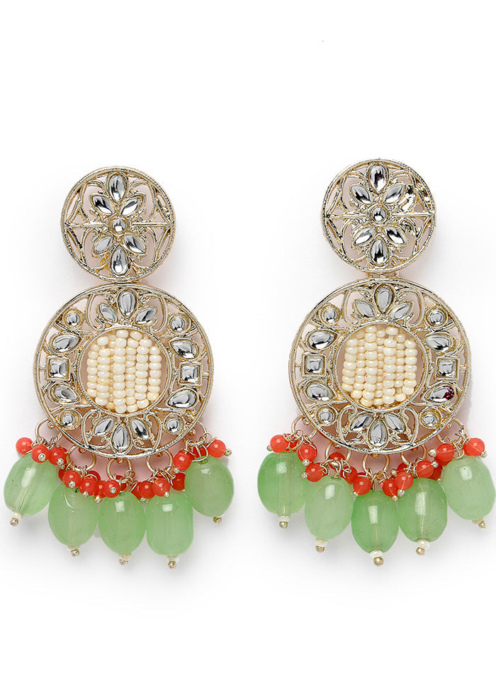 Green Alloy Glossy Earrings