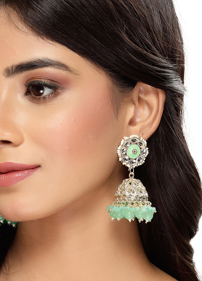 Green Alloy Glossy Earrings