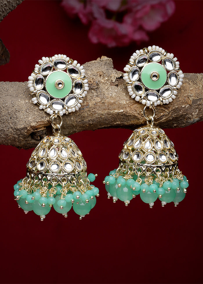 Green Alloy Glossy Earrings