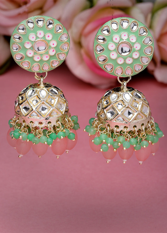 Green Alloy Glossy Earrings