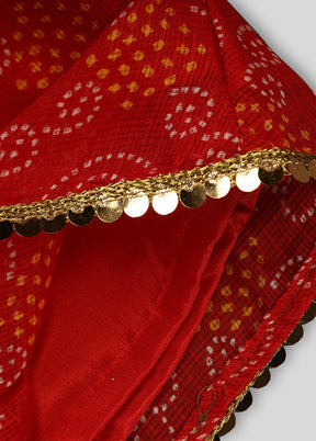 Red Badhani Top and Yellow Dhoti Pant Set - Indian Silk House Agencies