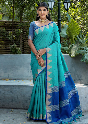 Rama Dupion Silk Saree With Blouse Piece