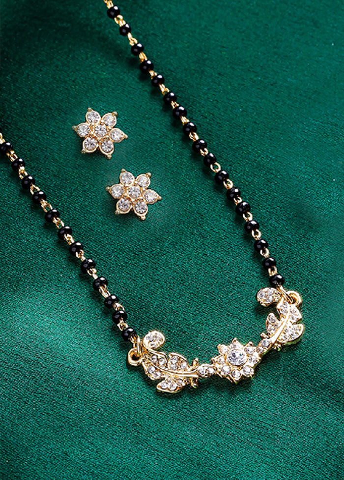 Gold Plated Flower Shaped Mangalsutra Necklace Set - Indian Silk House Agencies