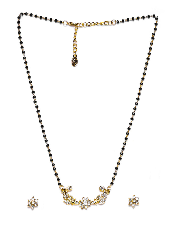 Gold Plated Flower Shaped Mangalsutra Necklace Set - Indian Silk House Agencies