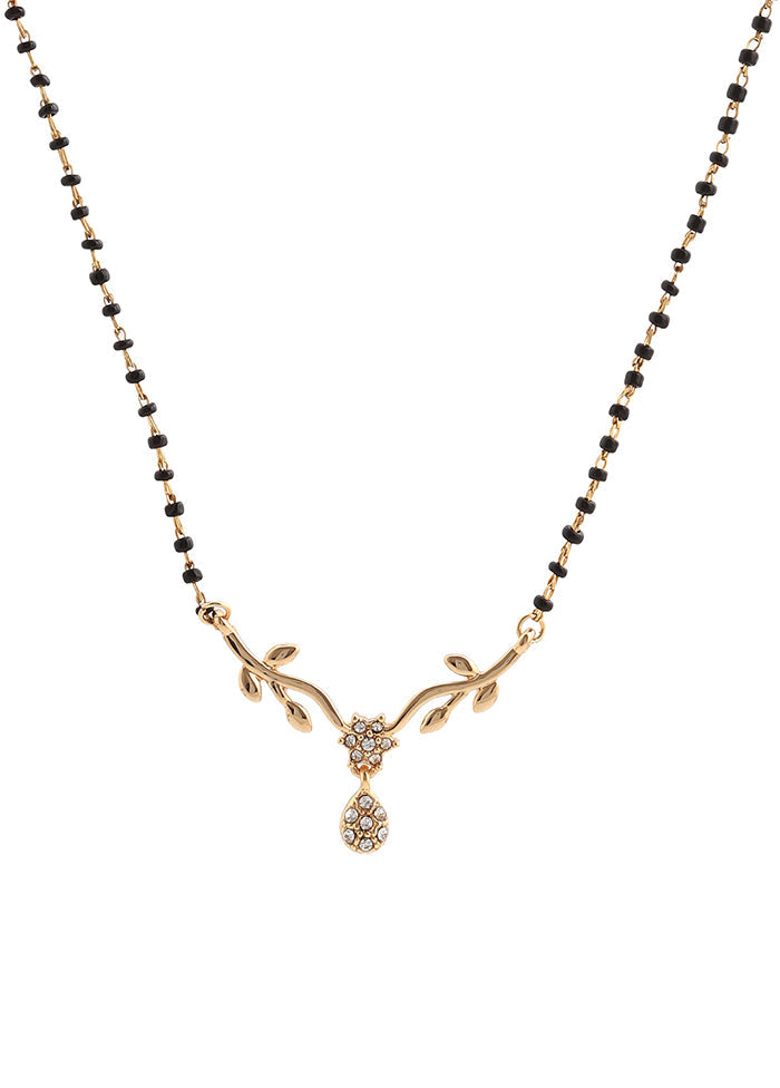 Gold Plated Flower Drop Mangalsutra Necklace Set - Indian Silk House Agencies