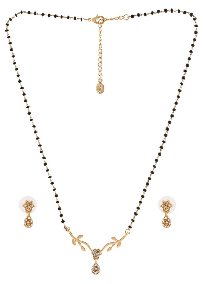 Gold Plated Flower Drop Mangalsutra Necklace Set - Indian Silk House Agencies