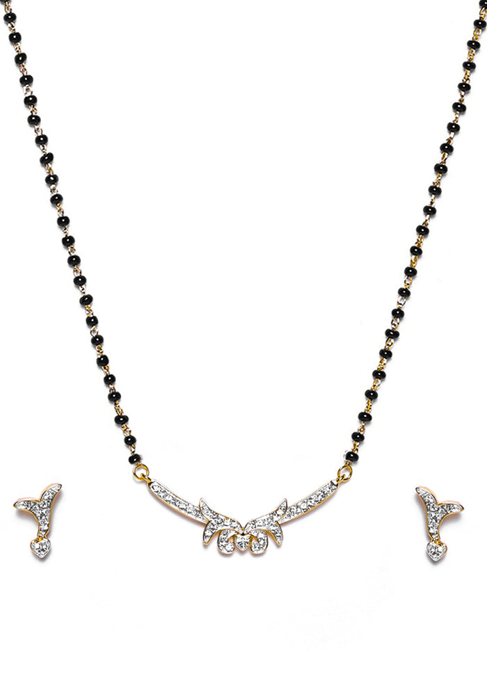 Gold Plated Shimmering Mangalsutra Necklace Set - Indian Silk House Agencies