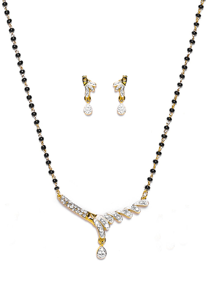 Gold Plated Wave Shaped Mangalsutra Necklace Set - Indian Silk House Agencies