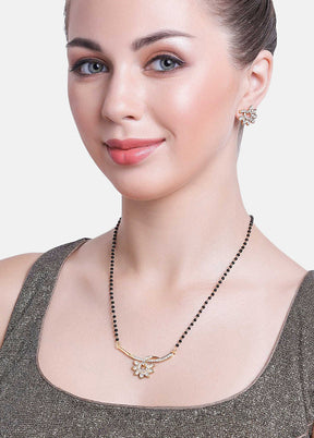 Gold Plated Floweret Shaped Mangalsutra Necklace Set - Indian Silk House Agencies