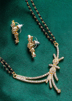 Gold Plated Sparkling Mangalsutra Necklace Set - Indian Silk House Agencies