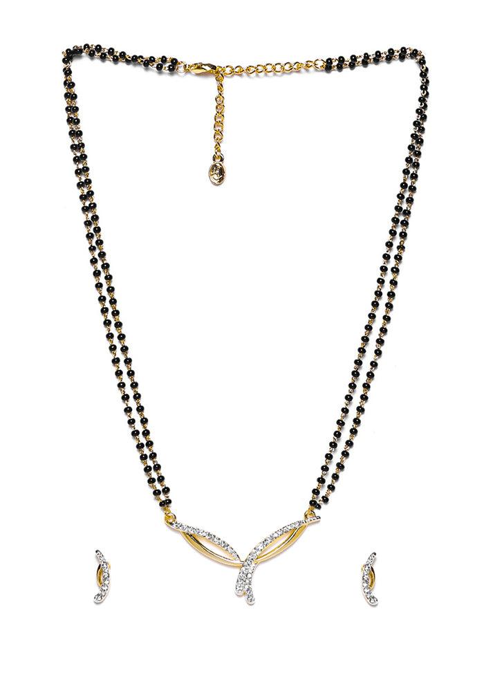 Gold Plated Classic Styled Mangalsutra Necklace Set - Indian Silk House Agencies