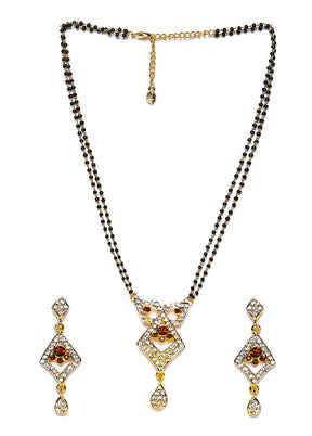 Gold Plated Exquisite Designer Mangalsutra Necklace Set - Indian Silk House Agencies