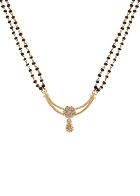 Gold Plated Flower Double Line Mangalsutra Necklace Set - Indian Silk House Agencies