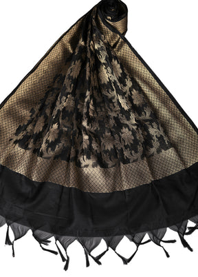 Black Cotton Silk Zari Work Dupatta