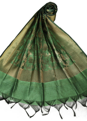 Green Cotton Silk Zari Work Dupatta