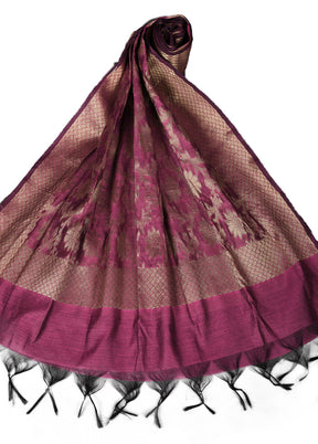 Magenta Cotton Silk Zari Work Dupatta