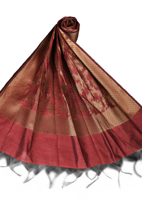 Red Cotton Silk Zari Work Dupatta