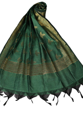 Green Cotton Silk Zari Work Dupatta