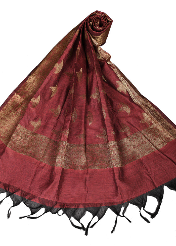 Red Cotton Silk Zari Work Dupatta