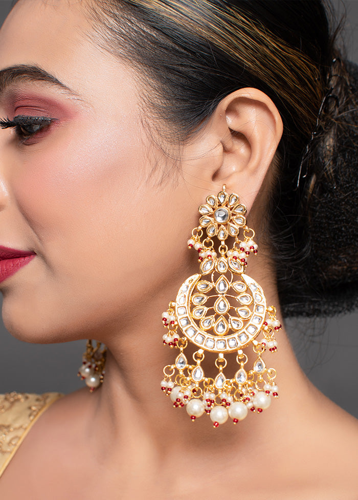 Gold Toned Kundan Crescent Shaped Earring - Indian Silk House Agencies