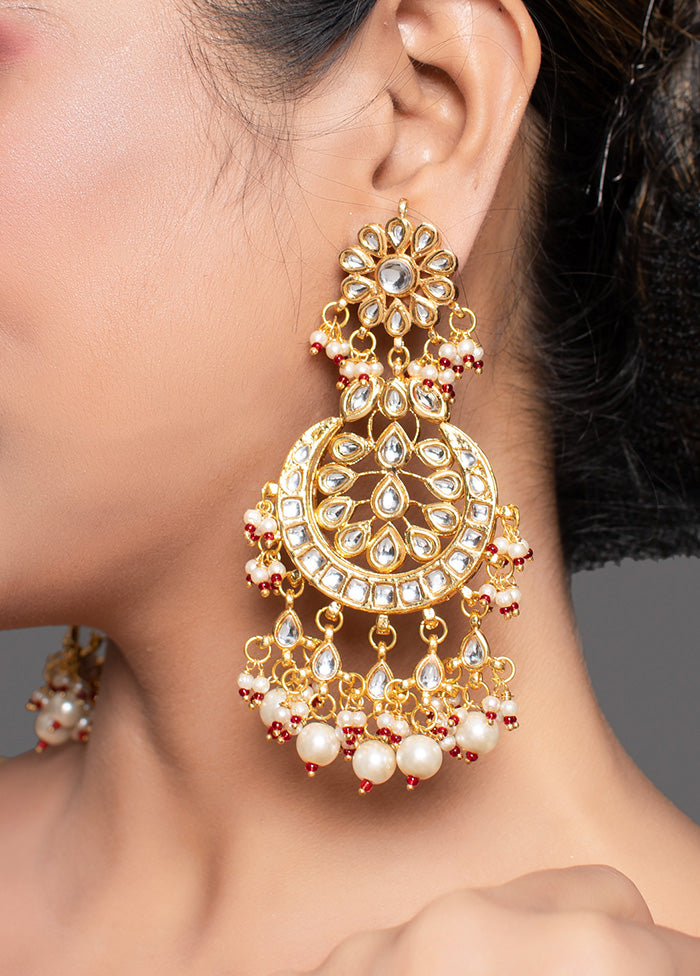 Gold Toned Kundan Crescent Shaped Earring - Indian Silk House Agencies