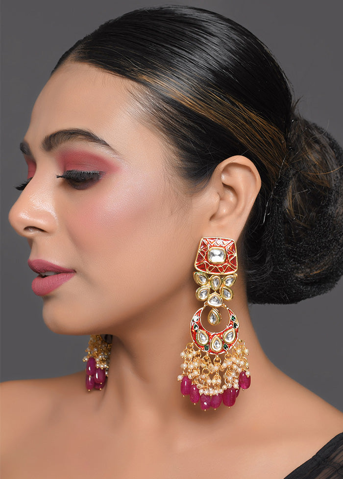 Kundan Inspired Enameled Earrings - Indian Silk House Agencies