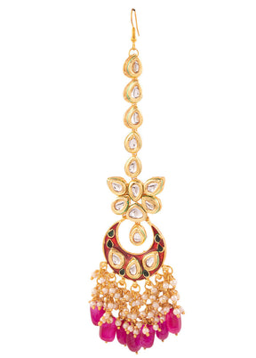 Kundan Inspired Enameled Mangtika - Indian Silk House Agencies