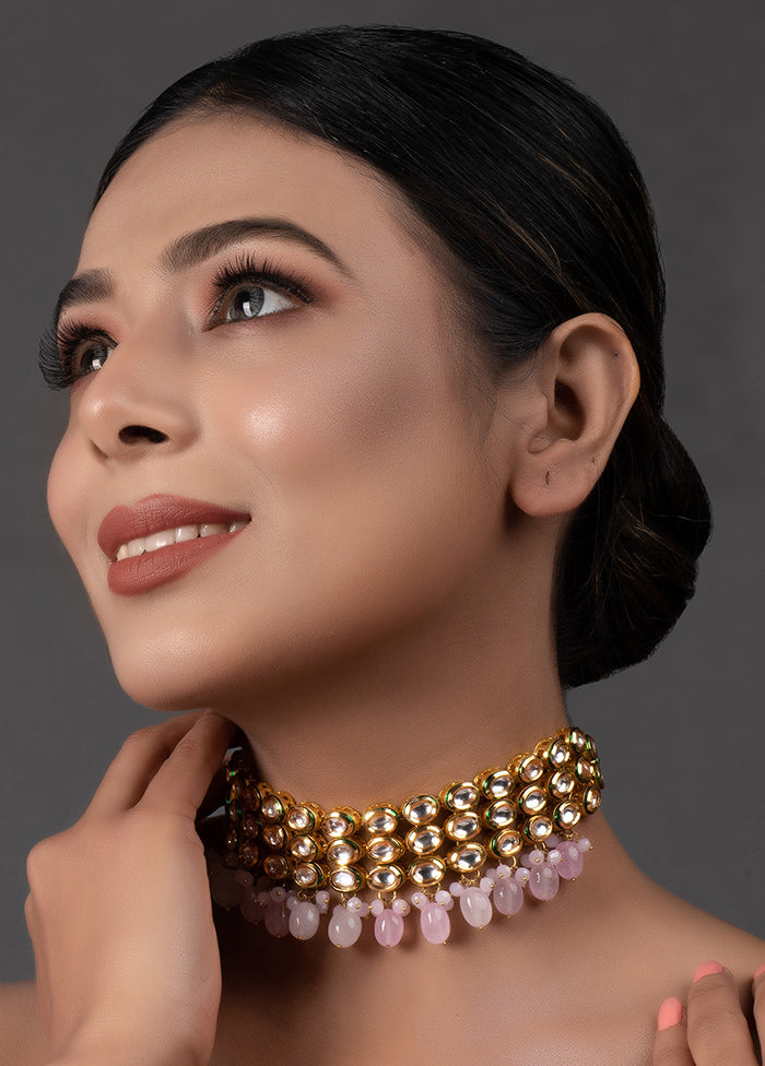 Handcrafted Pink Gold Tone Kundan Choker - Indian Silk House Agencies