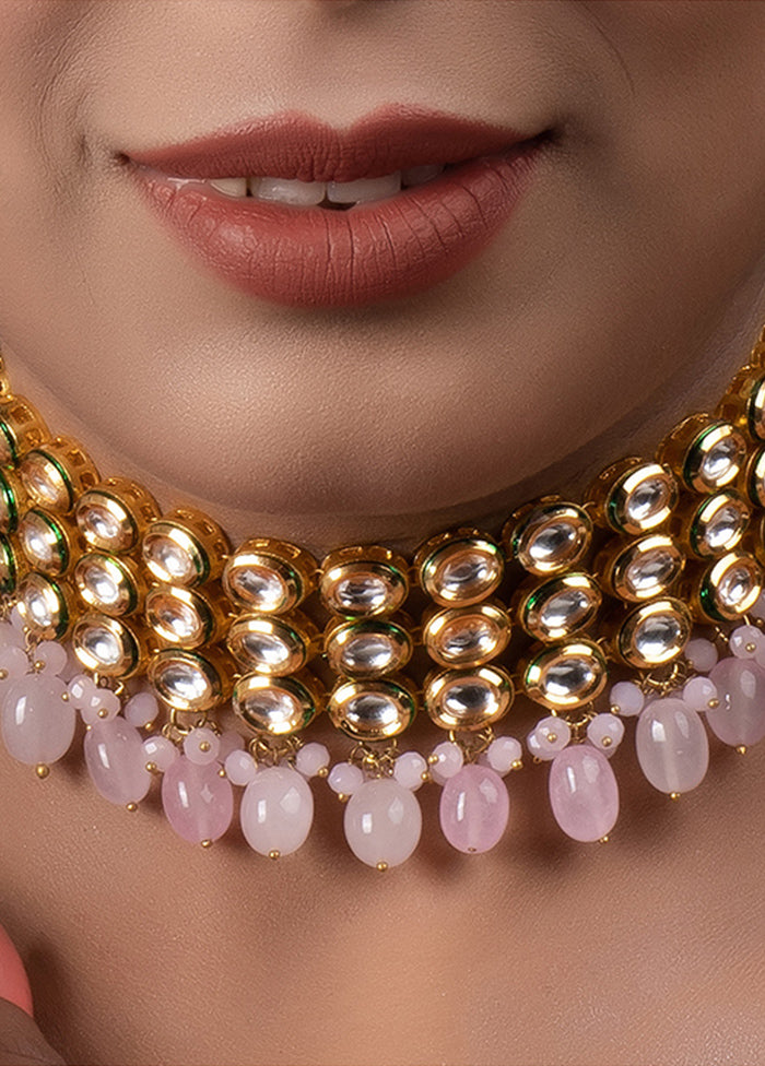 Handcrafted Pink Gold Tone Kundan Choker - Indian Silk House Agencies