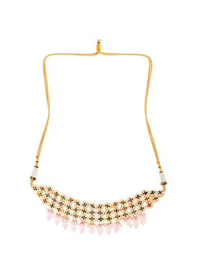 Handcrafted Pink Gold Tone Kundan Choker - Indian Silk House Agencies