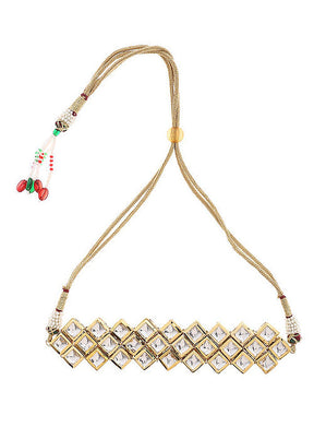 Gold Tone Handcrafted Kundan Choker - Indian Silk House Agencies