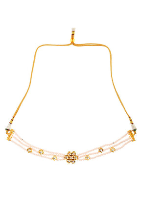 White Gold Tone Kundan Onyx Choker - Indian Silk House Agencies