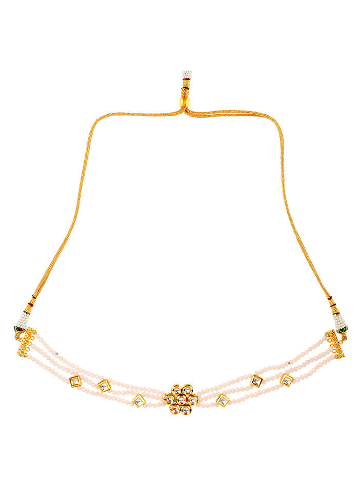 White Gold Tone Kundan Onyx Choker - Indian Silk House Agencies