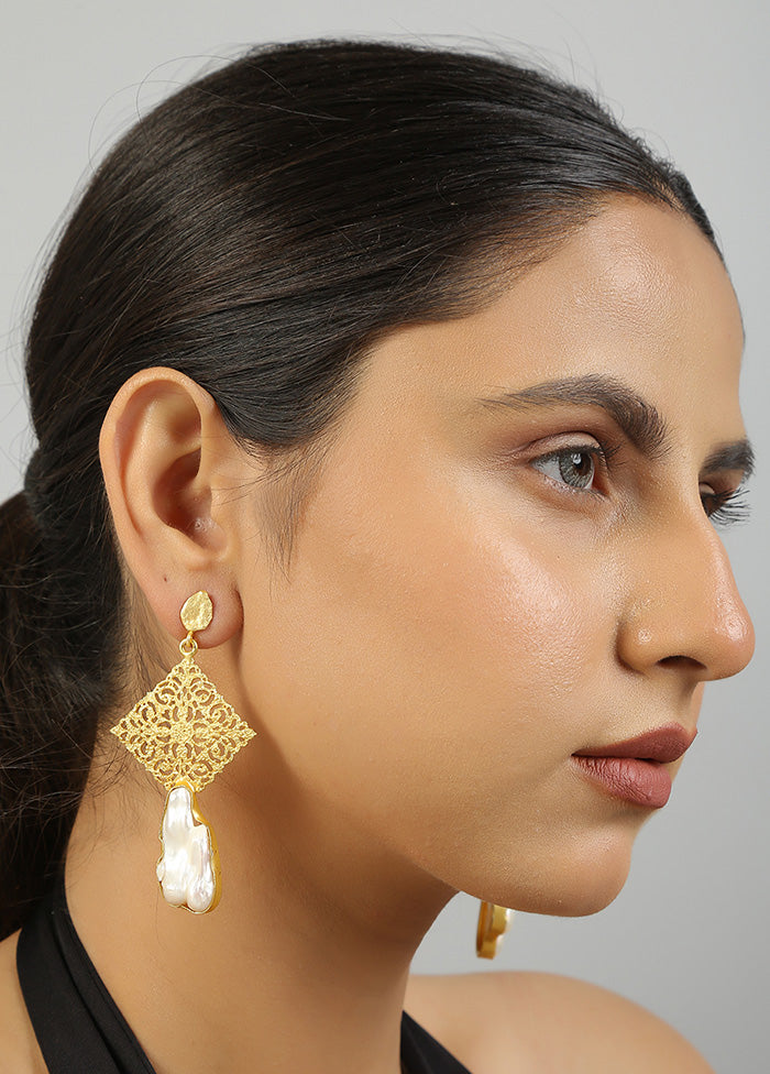 Golden Baroque Pearl Drop Earrings