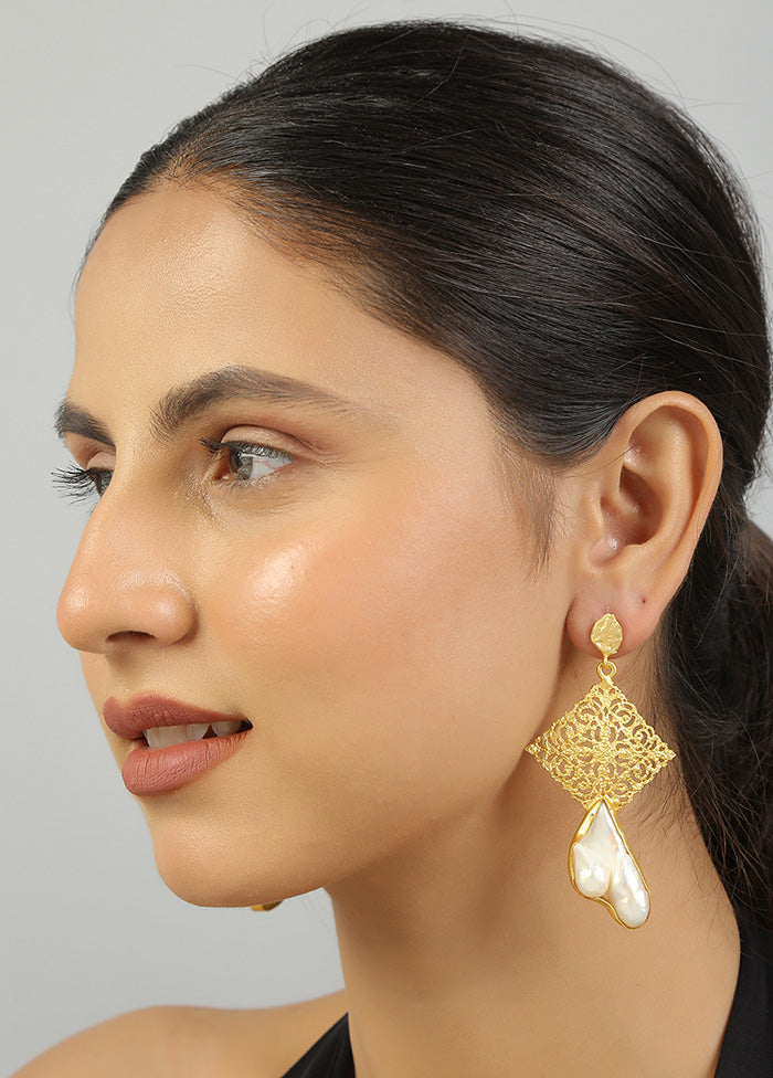 Golden Baroque Pearl Drop Earrings