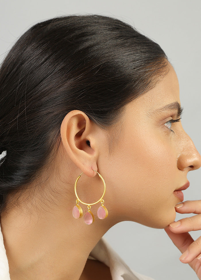 Golden Handcrafted Brass Hoop Earrings - Indian Silk House Agencies