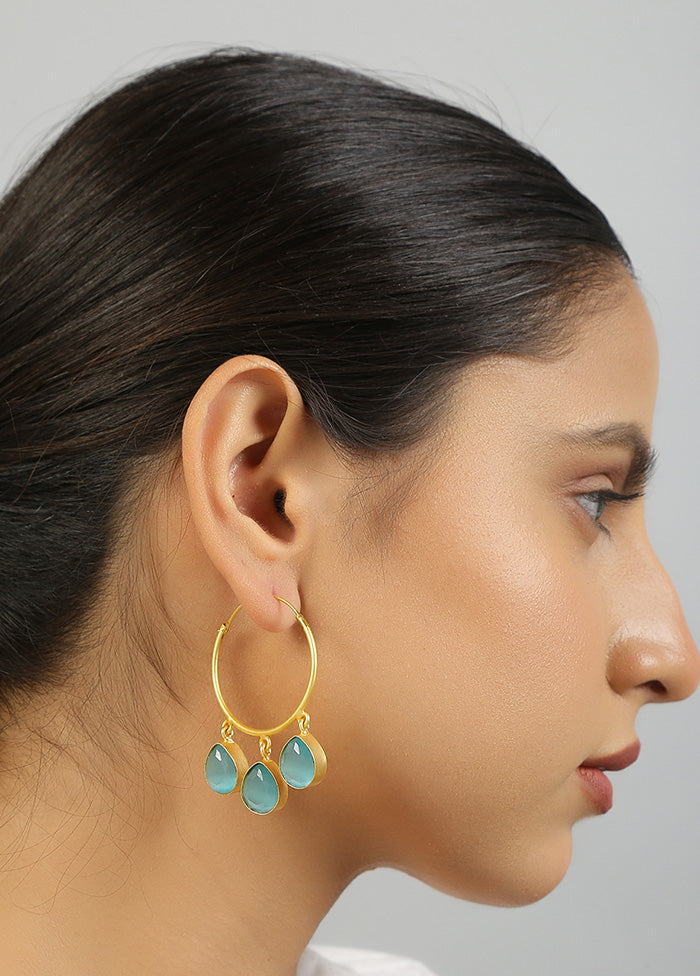 Golden Contemporary Gold Hoop Earrings - Indian Silk House Agencies