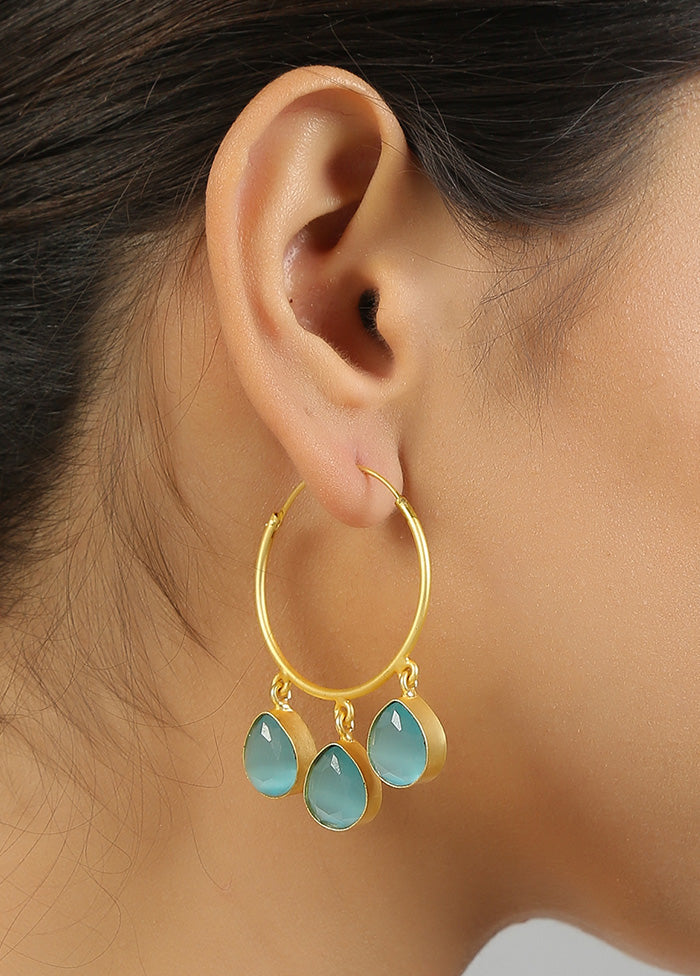 Golden Contemporary Gold Hoop Earrings - Indian Silk House Agencies