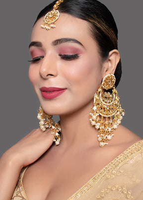 Pearl Beaded Kundan Mangtika With Chandbali - Indian Silk House Agencies