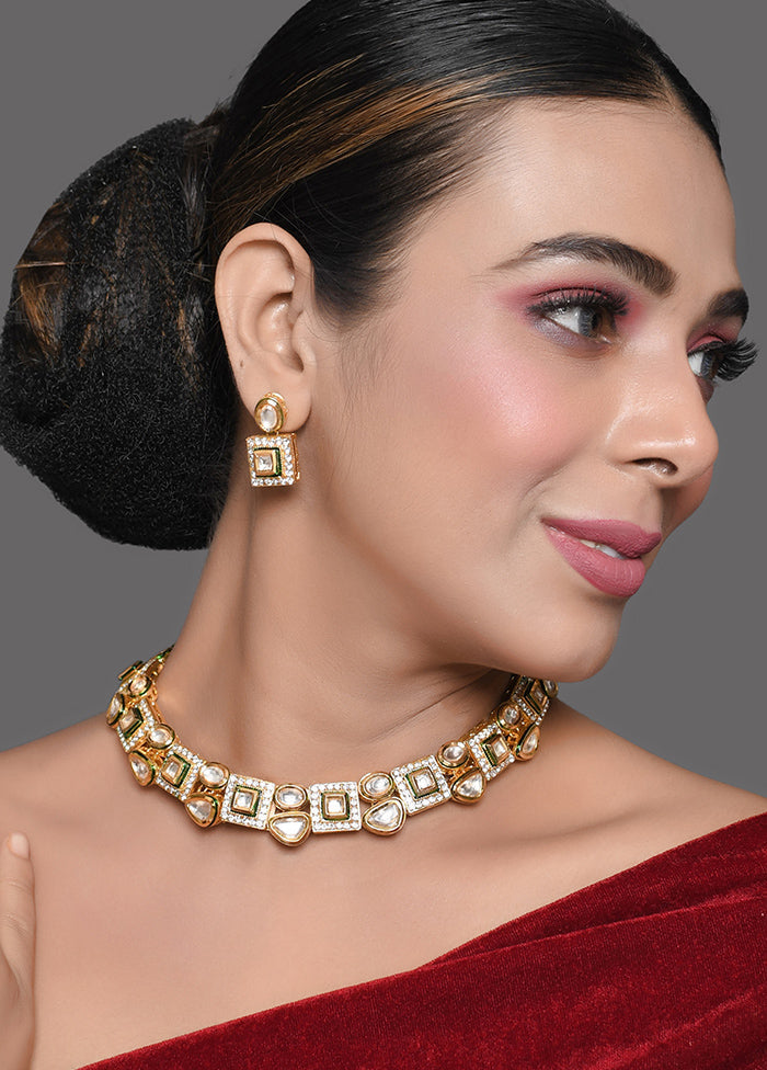 Handcrafted Kundan Necklace With Earrings - Indian Silk House Agencies