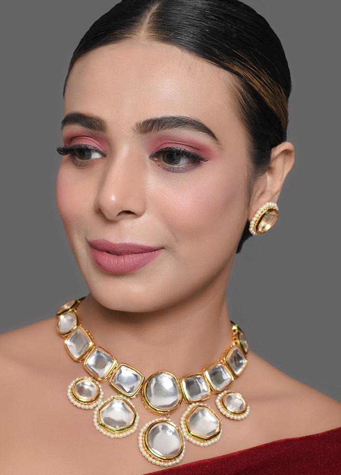 Handcrafted Kundan Necklace With Earrings - Indian Silk House Agencies