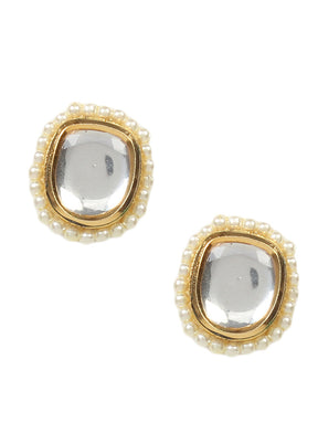 Handcrafted Pearl Beaded Kundan Stud - Indian Silk House Agencies