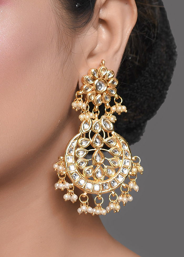 Gold Toned Kundan Crescent Shaped Earring - Indian Silk House Agencies