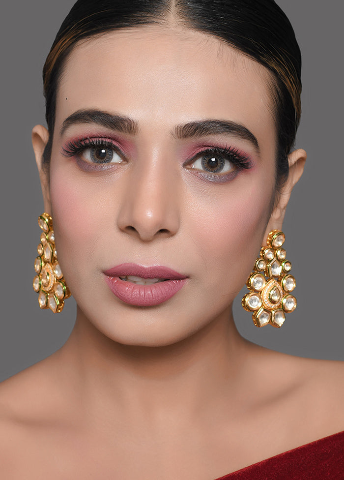 Classic Gold Tone Kundan Earrings - Indian Silk House Agencies